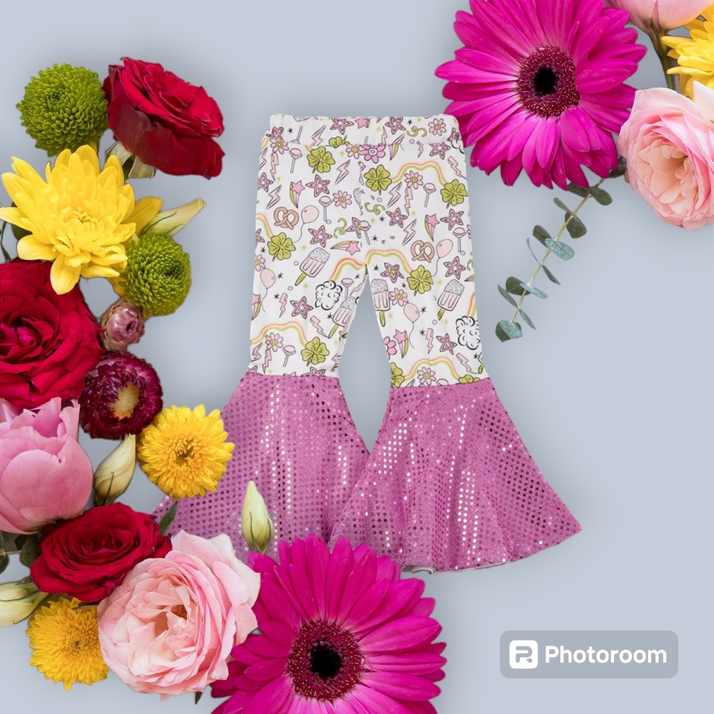 Pink and White Kids Leggings